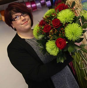 Briony Carter and flowers